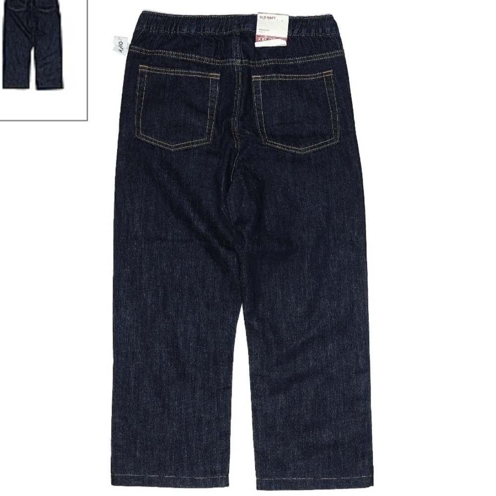 NWT Old Navy Dark Wash Jeans Boys XXL 18 Regular Straight Thigh Leg Drawstring - Picture 2 of 8